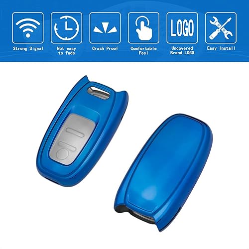 Miniatura 3 de TANGSEN Funda de llavero inteligente de metal morado brillante TPU funda protectora compatible con Audi A4 A5 A6 A7 A8 W12 Q5 híbrido R8 RS5 RS7 S4