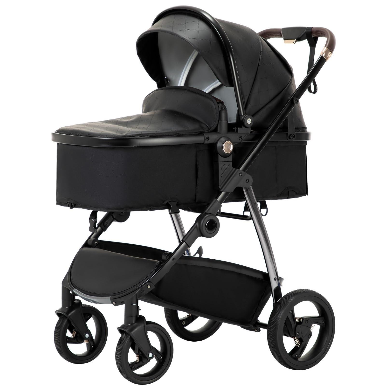 Passeggino 3 in 1,Passeggino Leggero è Dotato di Una Cesta Allargata di 38,5 Cm Per Bambini da 0 a 4 Anni (22 Kg),Passeggino da Viaggio Un Portabicchieri e di Un Parapioggia.