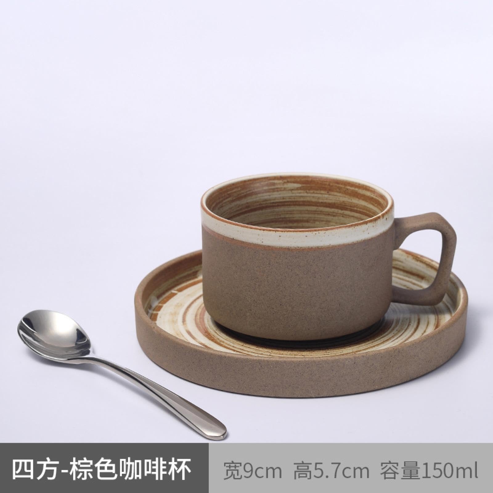Tazzine da caffè in Ceramica, Tazza e piattino in fine Bone China, Set di Tazze e Piatti da caffè in Ceramica Grezza Europea, Ceramica Semplice