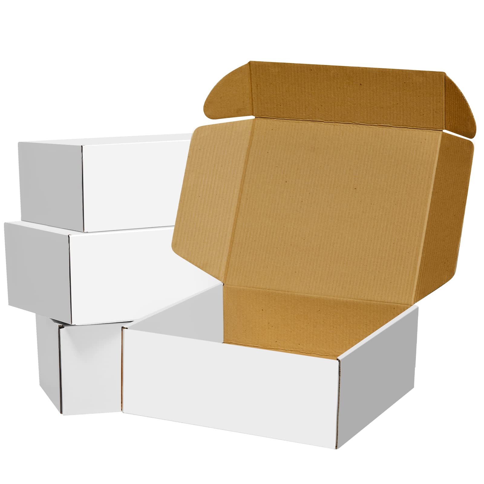 BoShahai 30 Pack 8x6x3 inches White Shipping Boxes, Corrugated Mailer Boxes, Packaging Boxes for Products, Recyclable Cardboard Box, Flat Literature Mailers for Gifts, Clothings by Mailing