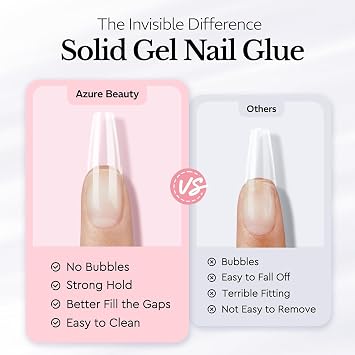 AZUREBEAUTY Solid Nail Glue Gel for Nail Tips, 30g Gel Nail Glue for Acrylic Nails, Clear Hard 3D Gel for False Nail Tips, Super Strong Gel UV Light Cured, DIY Nail Art Home and Salon Use