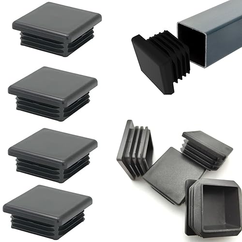 Tapones cuadrados de plástico de 2 pulgadas (1.969 in), paquete de 4 tapas negras para tubos de metal, vallas, protección deslizante contra patas de disponible en Yaxa Costa Rica
