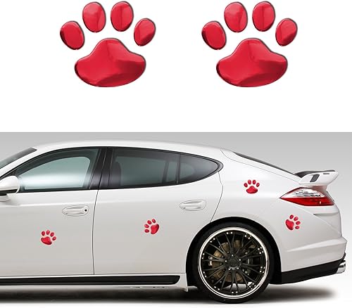Calcomanía 3D cromada con huella de perro, huella de perro, emblema de automóvil, decoración de automóvil, calcomanías de estilo de huella,