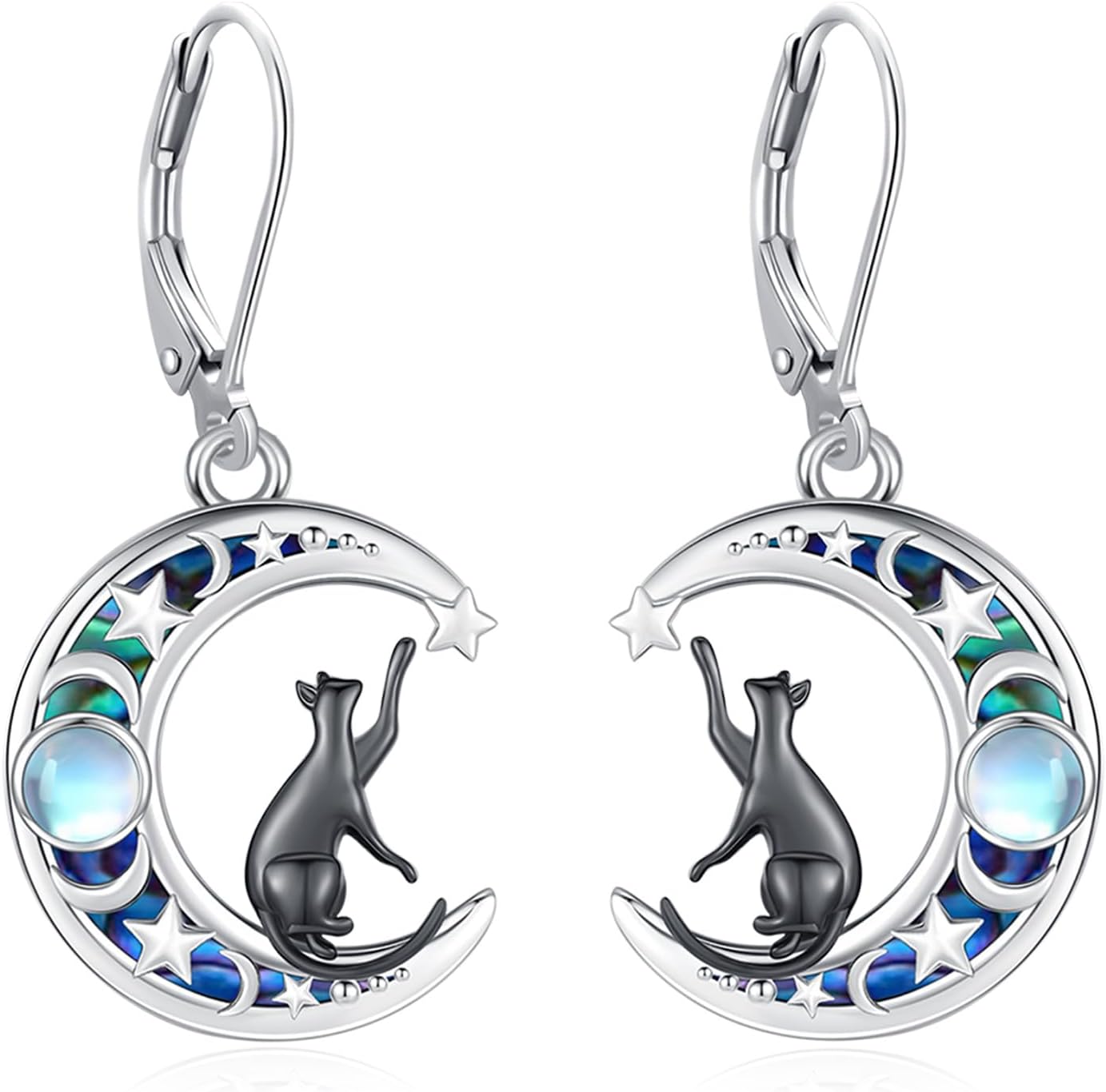 Dangle Earrings Sterling Silver Moonstone/Turquoise/CZ/Crystal Earrings for Women Tree of Life Animal Filigree Leverback Earrings Jewelry Gifts