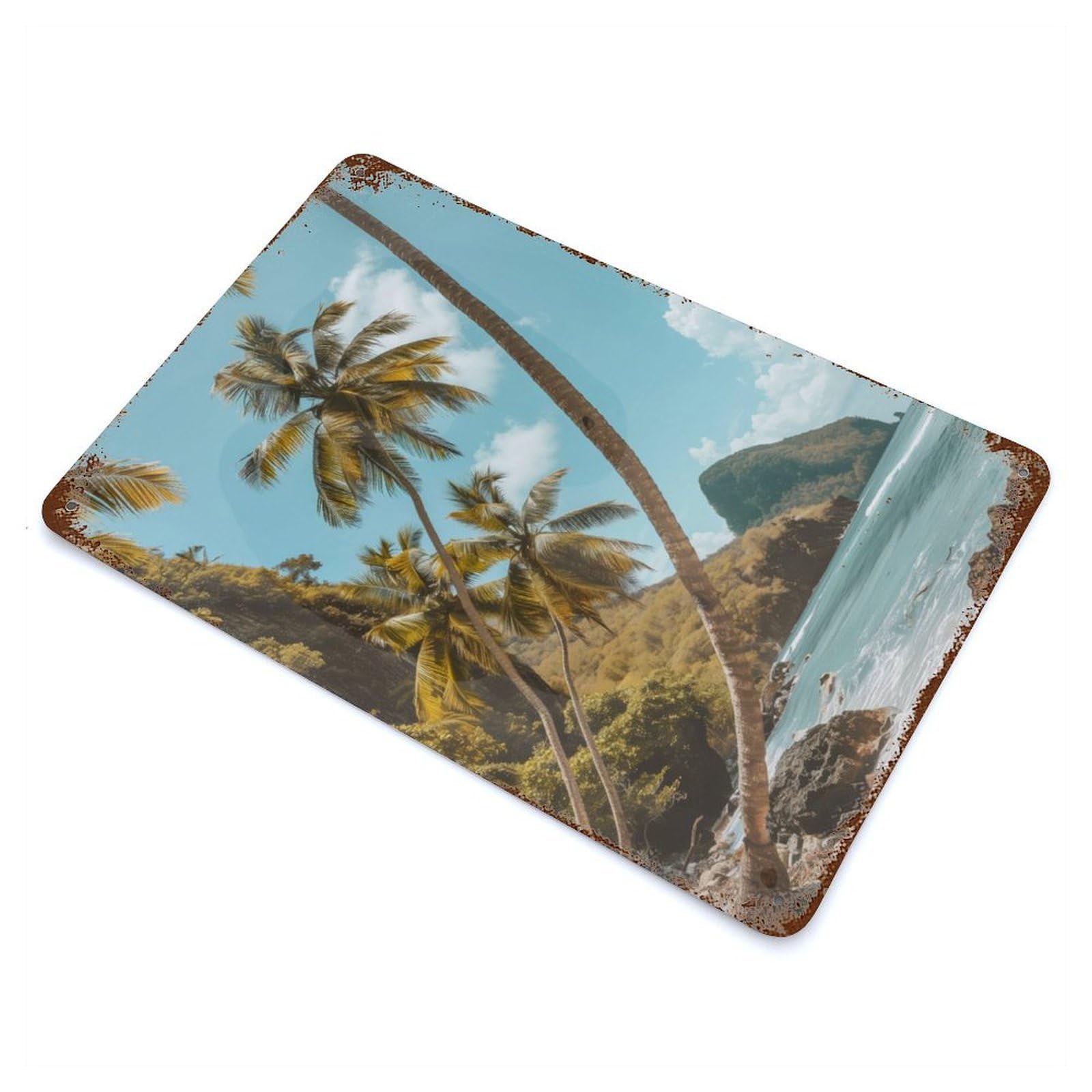 St Lucias Coastal Whisper Decorative Tin Sign 11.8"x7.9", for Bistro, Counter And Cafe Decor, Classic Wall Plaque