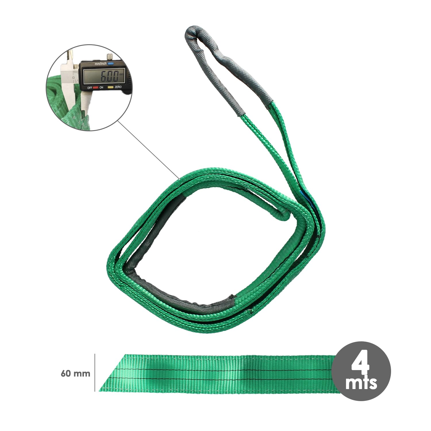 Eslinga Plana Doble Banda 2.000 Kg 4 Metros Ancho 6 cm Poliester Verde WOLFPACK LINEA PROFESIONAL