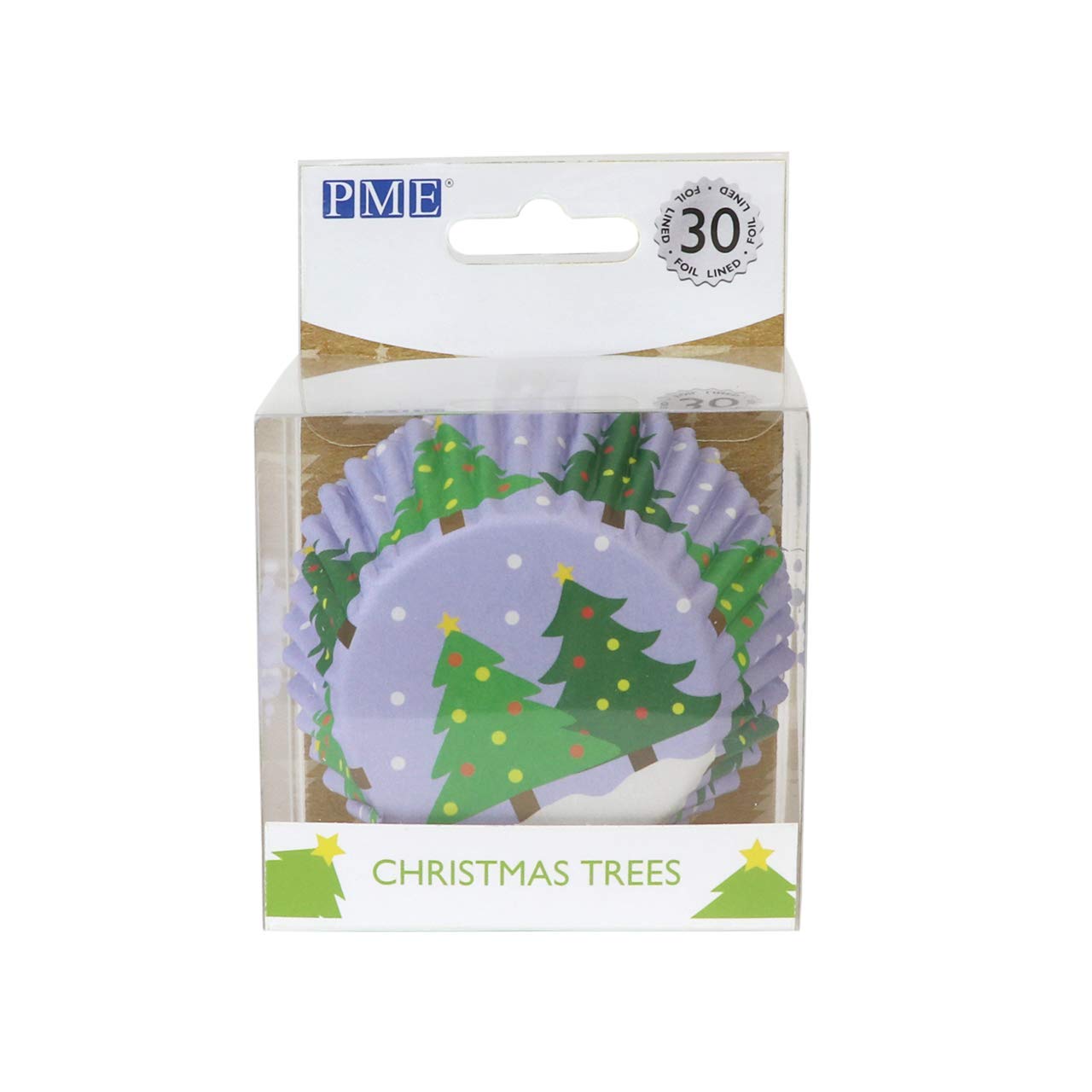 PME Christmas Foil-Lined Cupcake Cases - Christmas Tree (Pack of 30), White