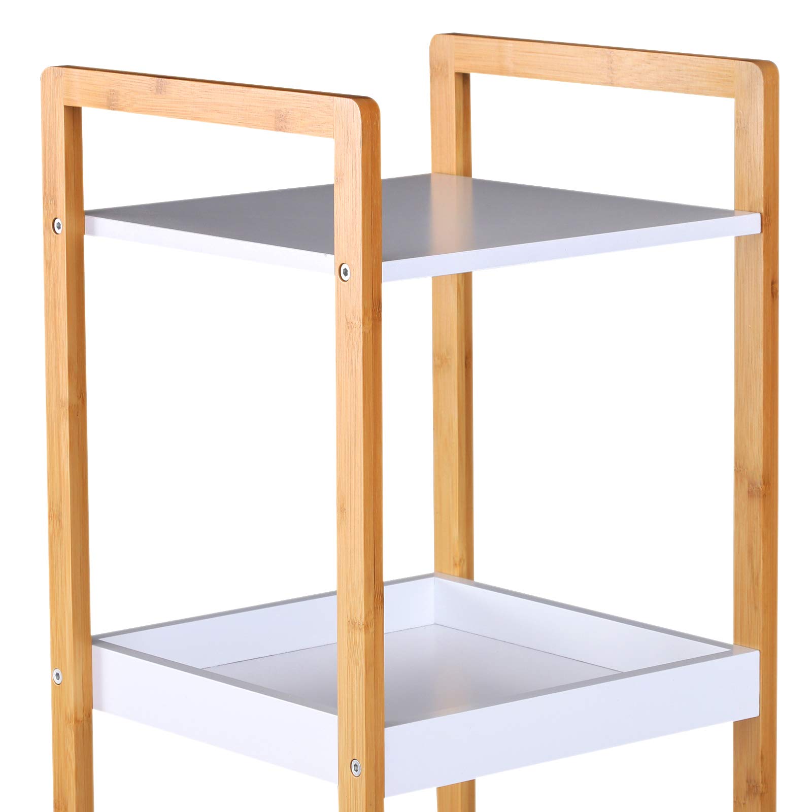 HOMCOM Etagère en Bambou de Salle de Bain 30cm32 x30 x130 cm Beige Blanc