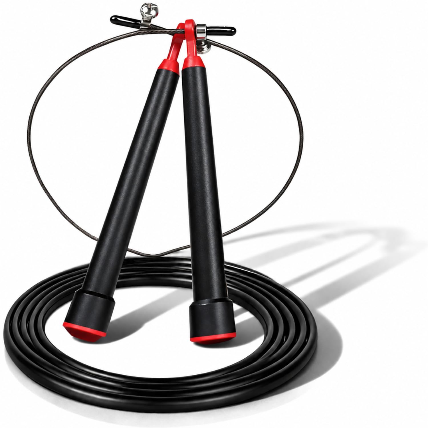 Steel Skipping Rope with Ball Bearing, Adjustable for Daily Exercise Fitness Sports Cardio Gym Freestyle Skipping Rope (Red, Black, Length: 300 cm)-image-17