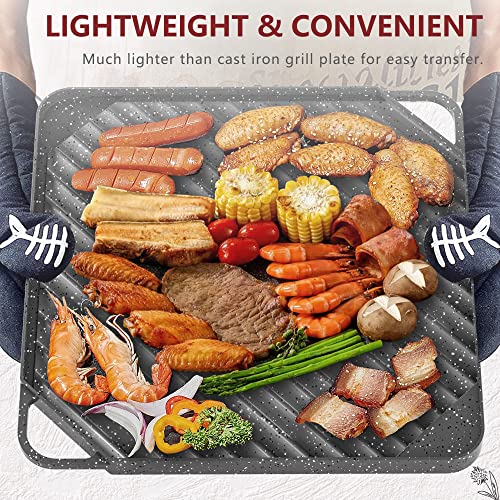 Caannasweis Griddle Pan, Granite Flat Grill Pan For Stove Tops Nonstick,Stone Pan Square Griddle Pan Induction Compatible 9.5Inch Gray #TOP4