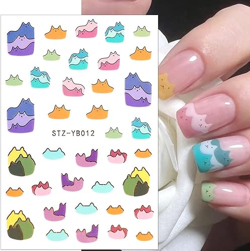 Miniatura 5 de Calcomanías de uñas para niños para niñas, calcomanías de uñas de dinosaurio de dibujos animados 3D, calcomanías de uñas de gato Kawaii, calcomanías
