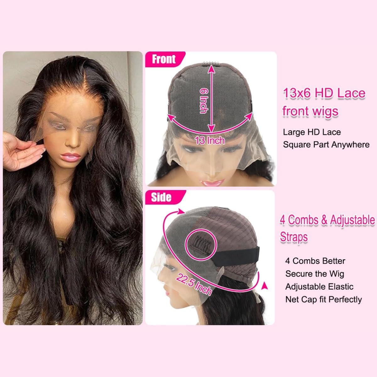13x6 Chocolate Brown Lace Front Wig Human Hair HD Transparent Lace Frontal Wigs Body Wave Pre Plucked 150 Density (#4 Chocolate Brown Wig - Image 4