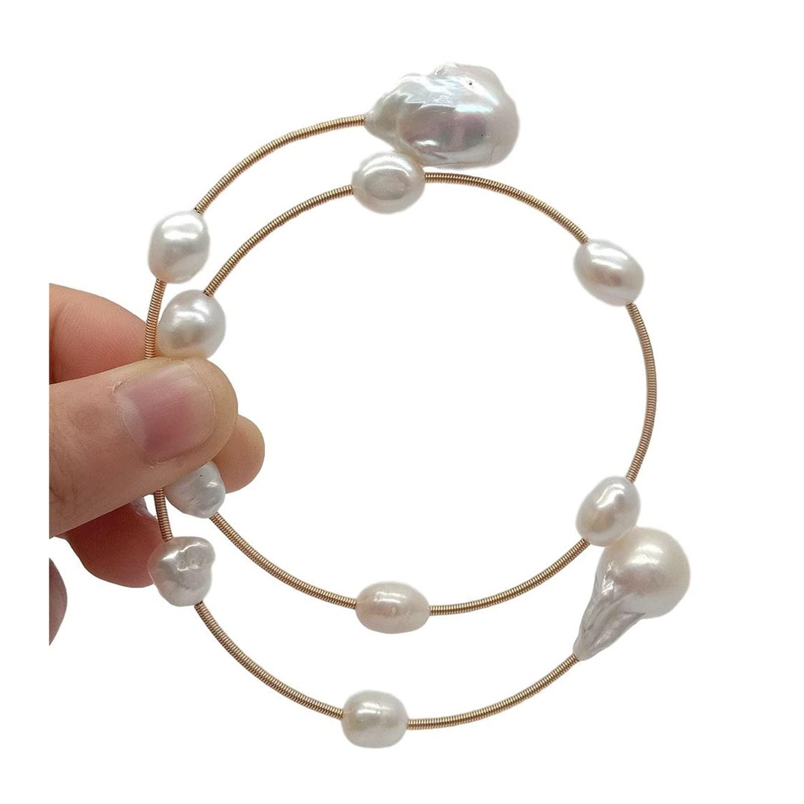 Bracciale con perle bianche: catena a maglie in argento sterling 925 - Italia