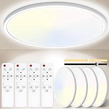 Yexati Plafonnier LED Dimmable, 24W 3000K-6500K 3200LM Plafonnier Télécommande, IP54 Luminaire Plafonnier Lampe Plafond Moderne Rond pour Salle de Bain, Chambre, Cuisine, Salon, Balcon 29.5CM