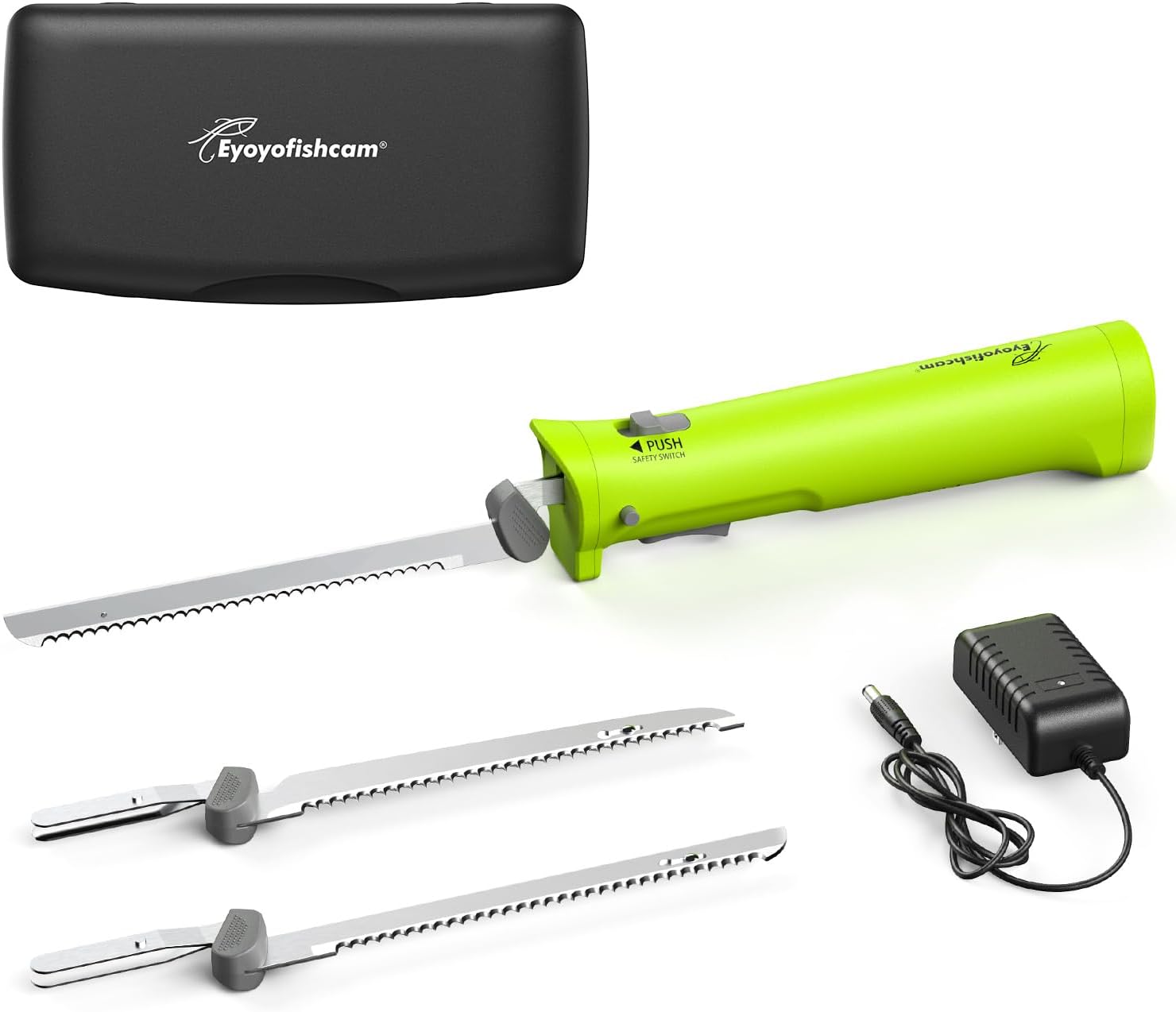 Cordless Electric Knife, Rechargeable Battery Powered Knife w/ 2 Reciprocating Serrated Stainless Steel Blades, for Carving Meat Turkey Fish Fillet Bread Slicing Cutting