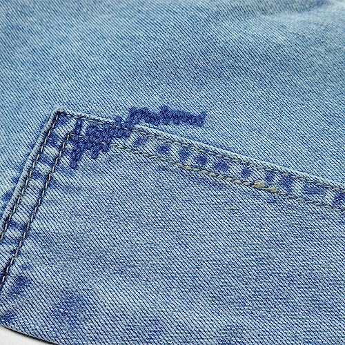 KIDSCOOL SPACE Jeans para meninos, meninas, cintura elástica, decoração patchwork ajustável, calças