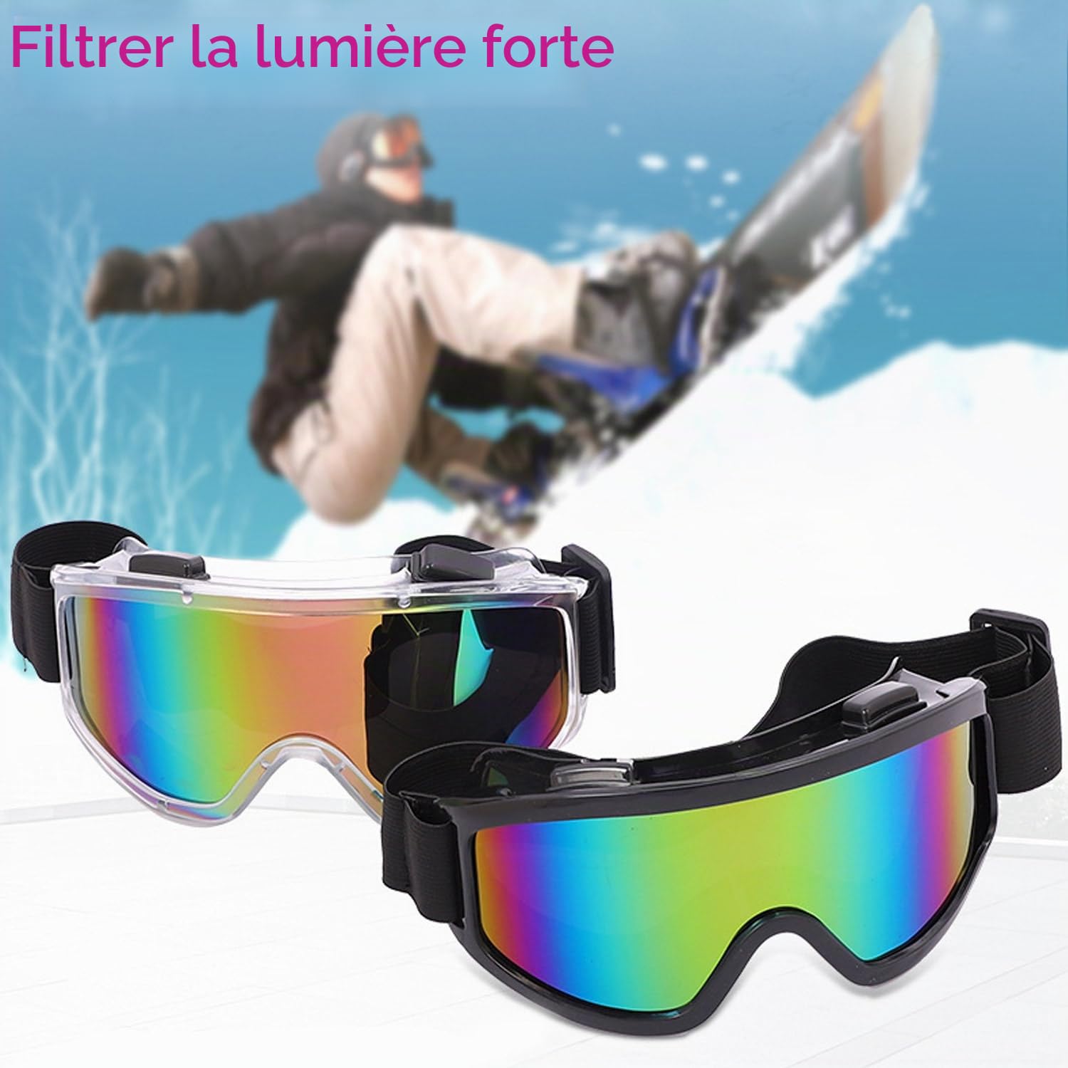 Lunettes de ski, de snowboard, de ski, anti-buée, de protection UV, pour activités de plein air, ski, cyclisme, snowboard, randonnée, protection des yeux, unisexe