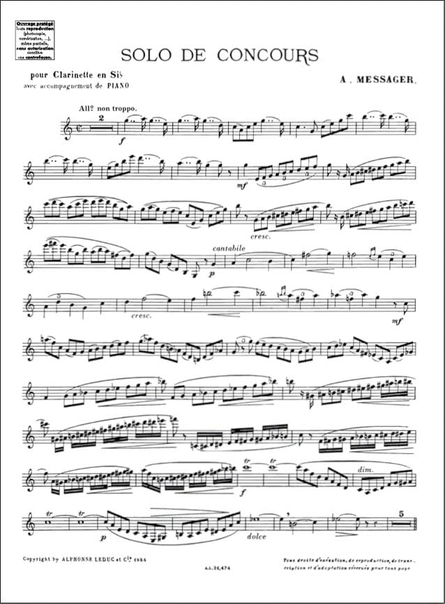 Solo de Concours Clarinette Sib et Piano partition de musique classique imprimée - 4