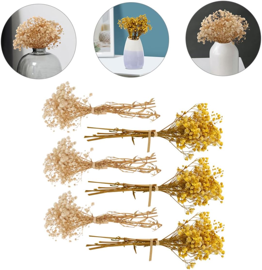 Gadpiparty 6pcs Dried Babys Breath Flower Bouquets Mini Gypsophila Arrangements for Wedding Party Home Garden Decoration with Delicate Natural Colors