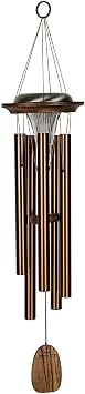 Woodstock Chimes Signature Collection, Moonlight Solar Chime, 29 Bronze Decor Designs - Solar Chimes Wind Chimes for Outdoor, Patio, Home or Garden Decor MOONBR