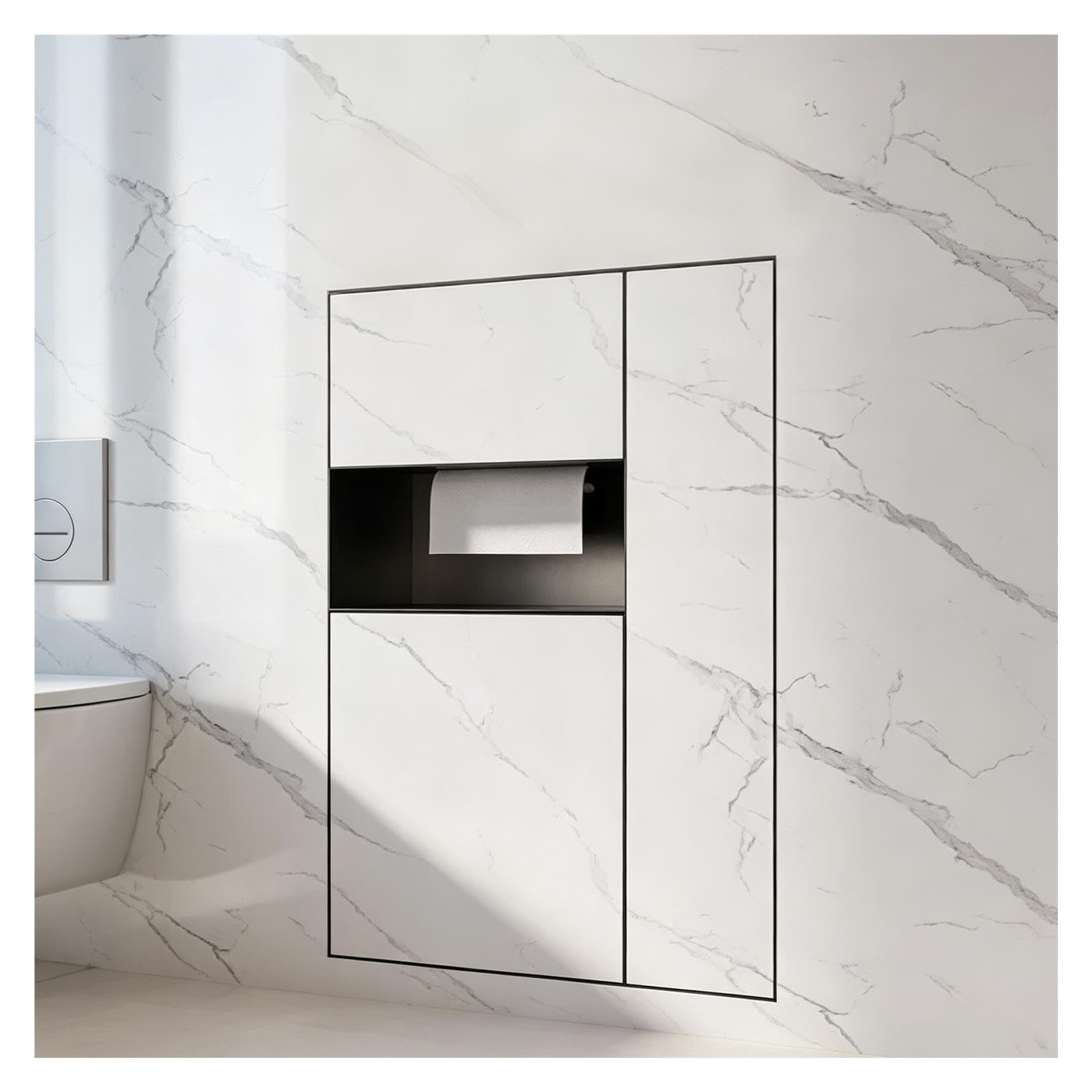 Nicho de Empotrable Cubo De Basura Empotrable Para Baño Con Portarrollos