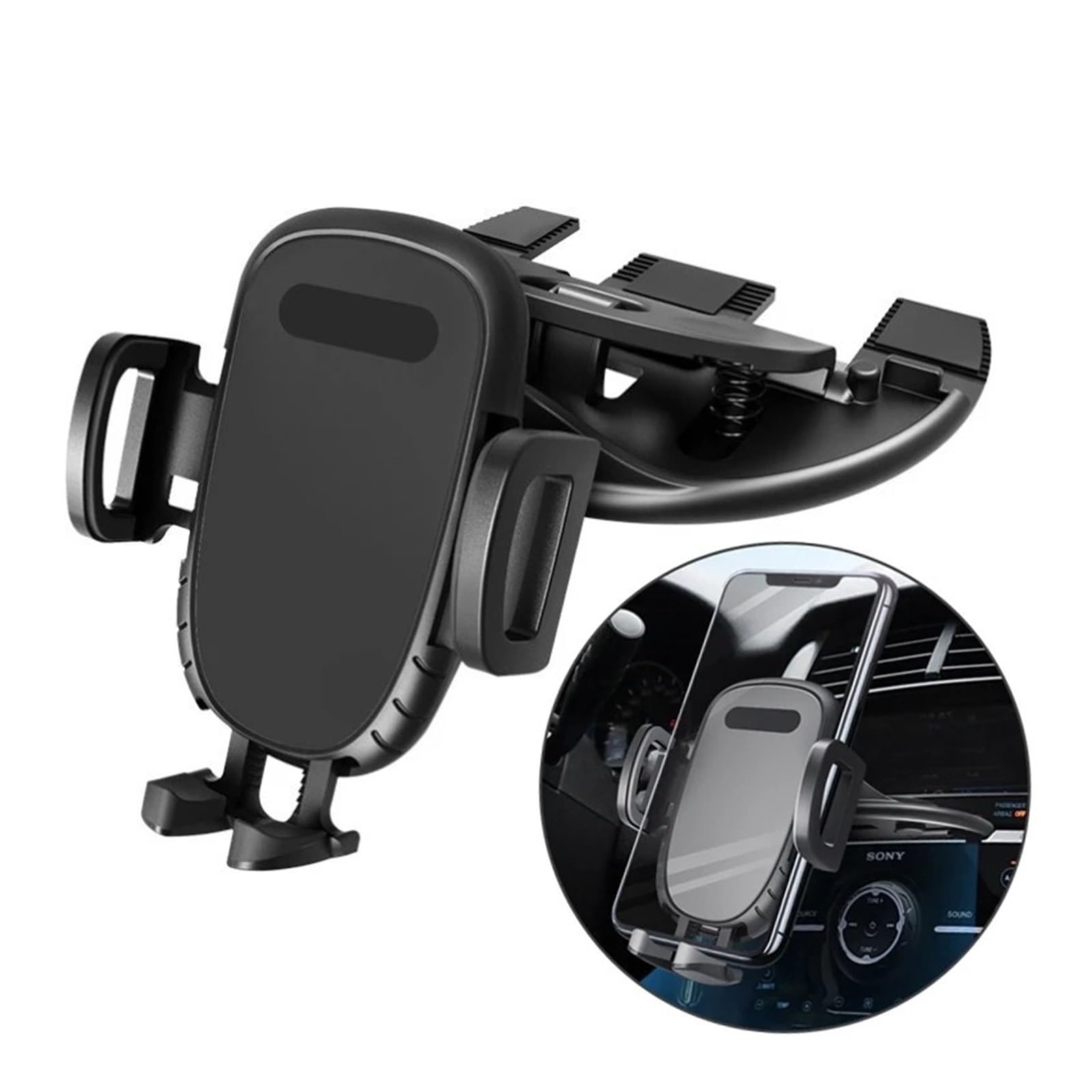 Soporte Universal para teléfono móvil con Ranura para CD, rotación de 360 ​​Grados, Soporte para móvil en Bicicleta (Gris)