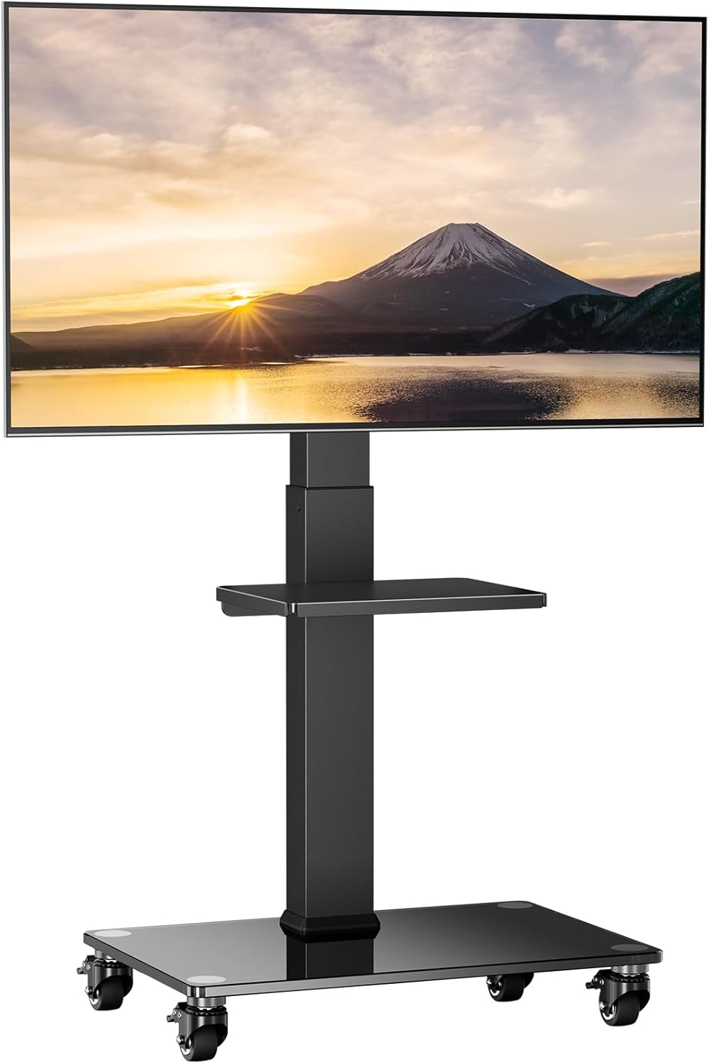 Perlegear テレビスタンド キャスター付き 壁寄せ tvスタンド ハイタイプ 移動式 tv stand テレビ台 壁掛け 37-75インチ対応 VESA/横200600mm/縦100~400mm 耐荷重40kg 6段目高さ調節 左右±35度首振り 家用/学校/病院/ビジネス展示用 ブラック PGTVMC15