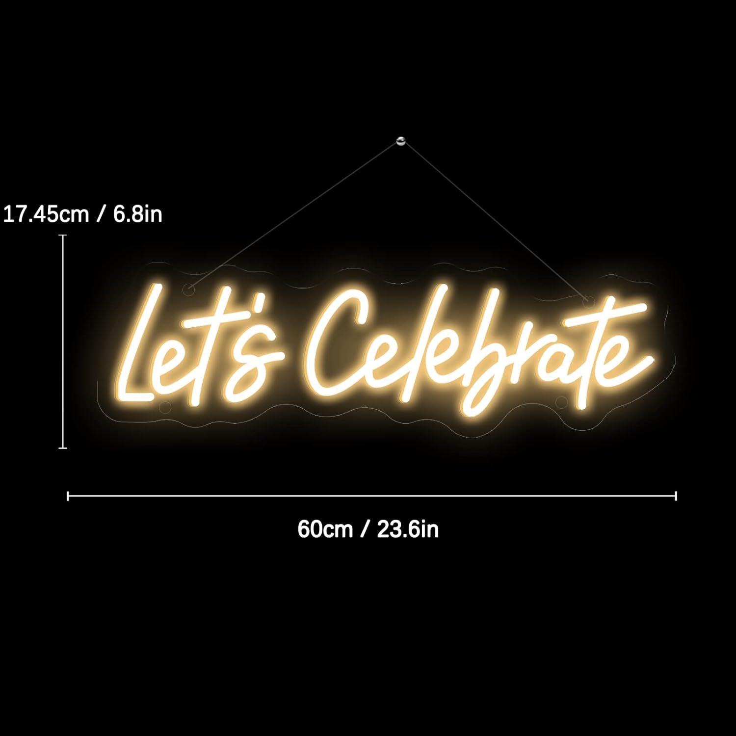 Let's Celebrate Neon Sign LED Large 23inches Neon Lights for Bedroom Wall Decor Neon Signs for Living Room Bar Club Hotel Restaurant Wall Hanging Decoration for Family Girlfriends Friends Birthday