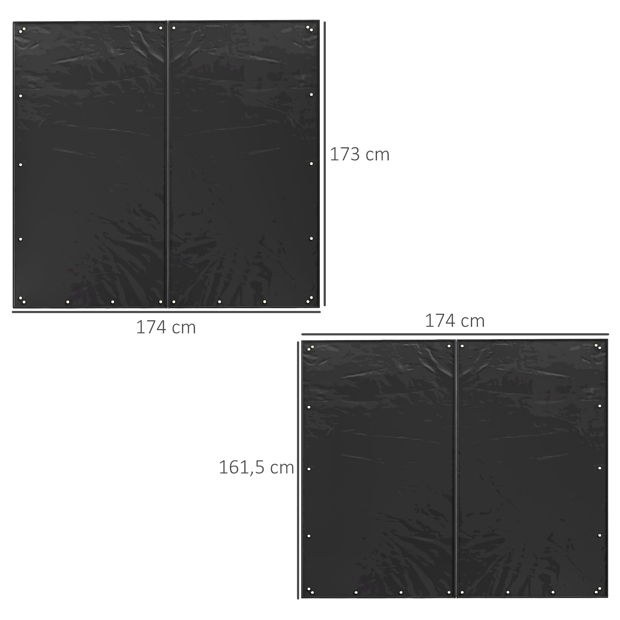 Outsunny Zestaw 2 pokrowców na drewno kominkowe, 174 cm, wodoszczelny 600D Oxford, ochrona przed promieniowaniem UV, osłona regału na drewno opałowe, 176 szer. x 163/175 wys. cm, kolor czarny