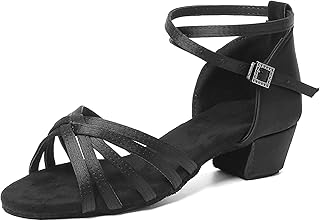 Zapatos de Baile Latino Niña Tacón 3 cm Estándar Salsa Bailarina y Bachata Principiantes Bailarina Práctica,Modelo EM202GB