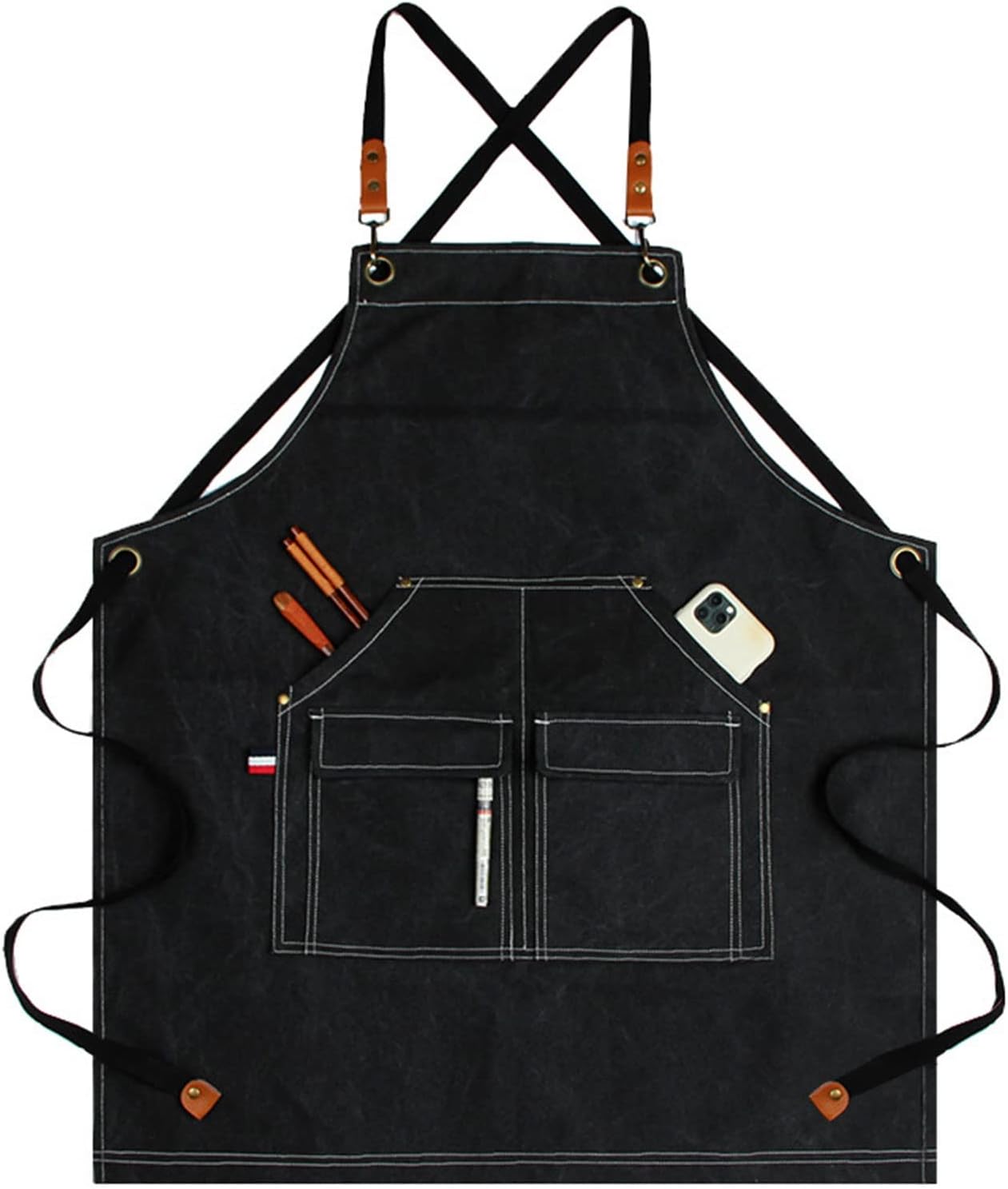 Tool apron,Work Apron With Pockets, Premium Heavy Duty Canvas Tool Apron with Tool Pockets, Waterproof (Color : Gray, Size : X-Large) (Color : Black, Size : X-Large)