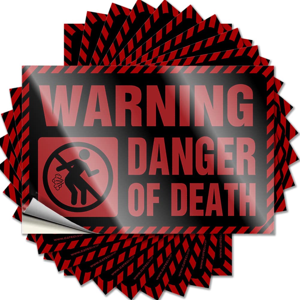 Fzfn Men's Colour Decals Helmet Cozy Warning Danger Of Death For Narrow - Vintage Easy Peel Removable(12X18cm)
