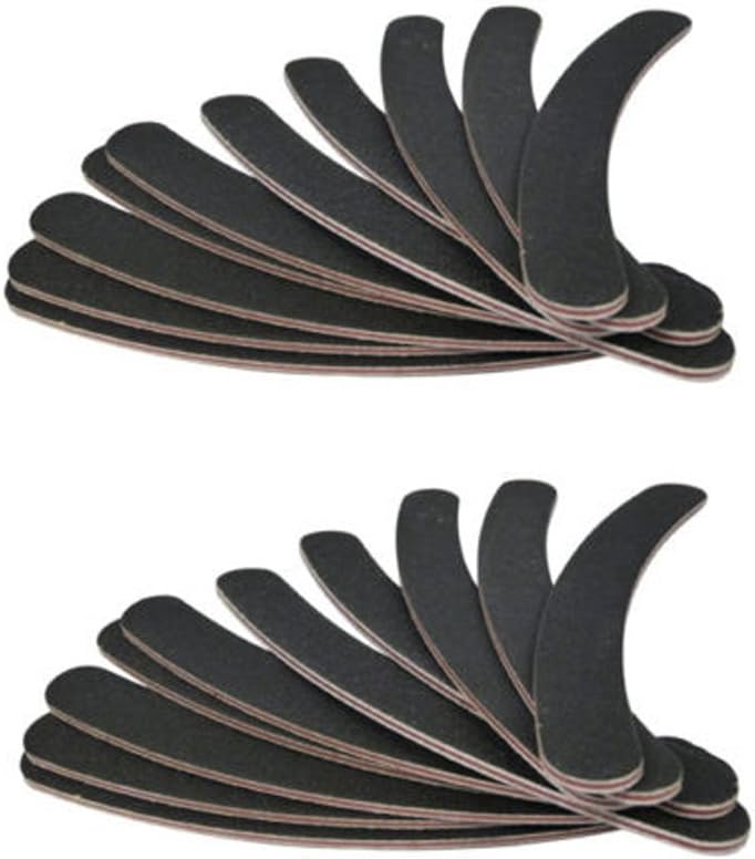 Cascove 20 Pack Of Double File Sided 100/180 Grit Boomerang Banana Boards Curved Nail Files Emery Gel Tips Black Curve Buffing Buffer Professional Pro Sanding Blocks Cascove Nail Art Manicure