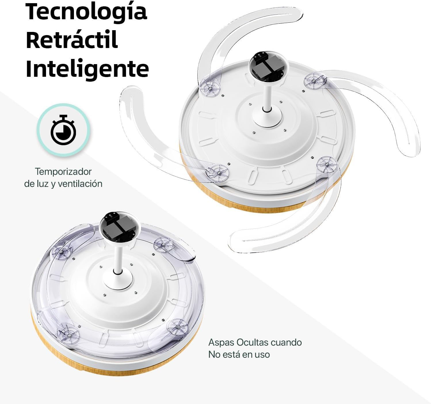 LEDUNI ® Ventilador techo con luz 66W controlador incorporado | Silencioso con Mando a Distancia+Control APP y Palas Retráctiles Interiores función verano-invierno (Madera)