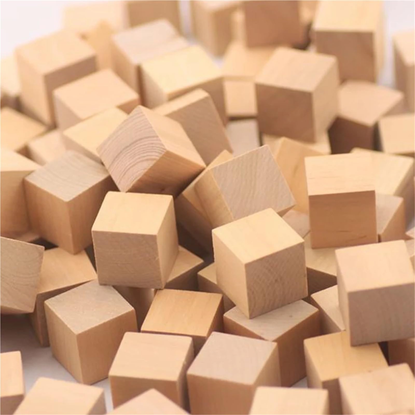 50 piezas de cuadrados pino 3,5 cm, cubos pequeños for manualidades, bloques madera tridimensionales Para Manualidades
