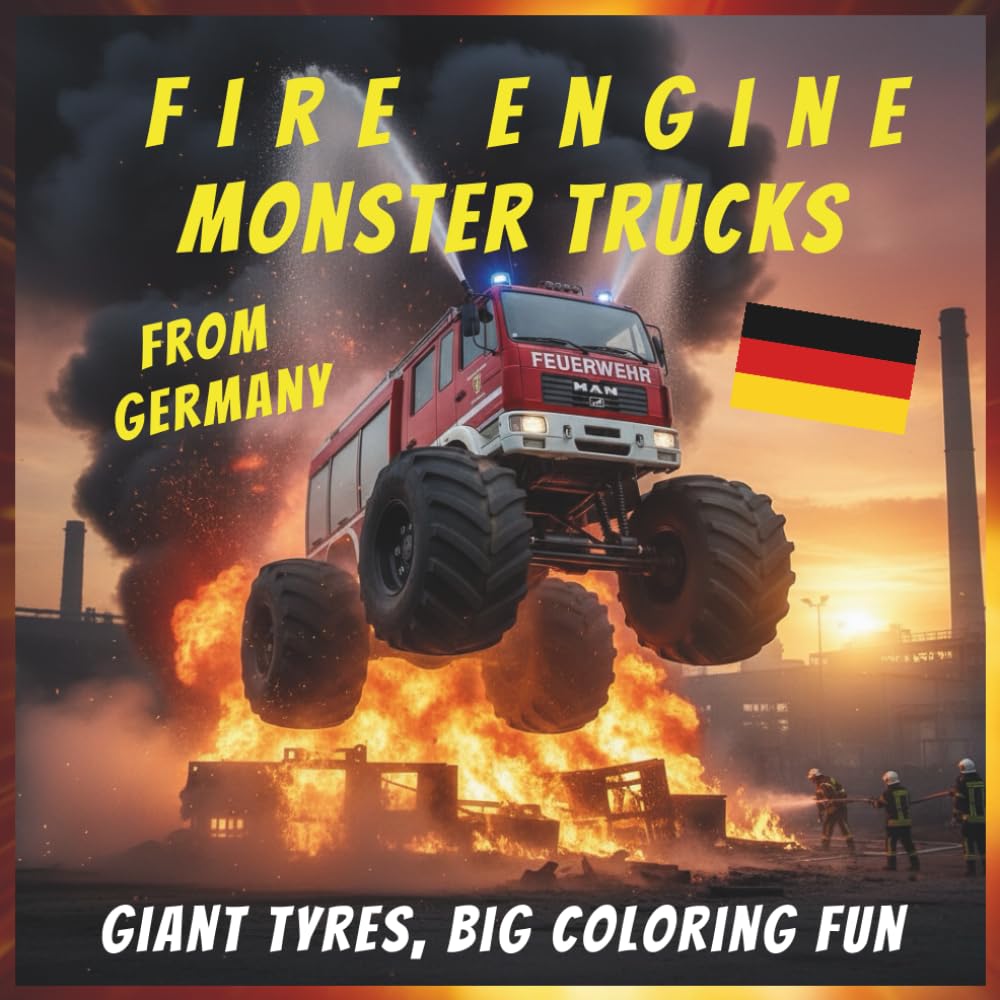 Fire Engine Monster Trucks from Germany: Giant Tyres, Big Coloring Fun
