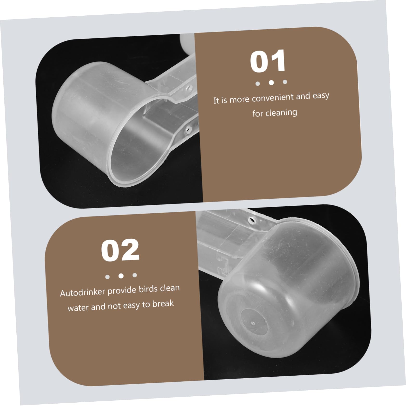 10 Pezzi Distributore Acqua per Uccelli in Plastica Bianco Doppia Porta Resistente e Facile da Pulire per Pappagalli e Piccioni in Casa o Negozio Animali