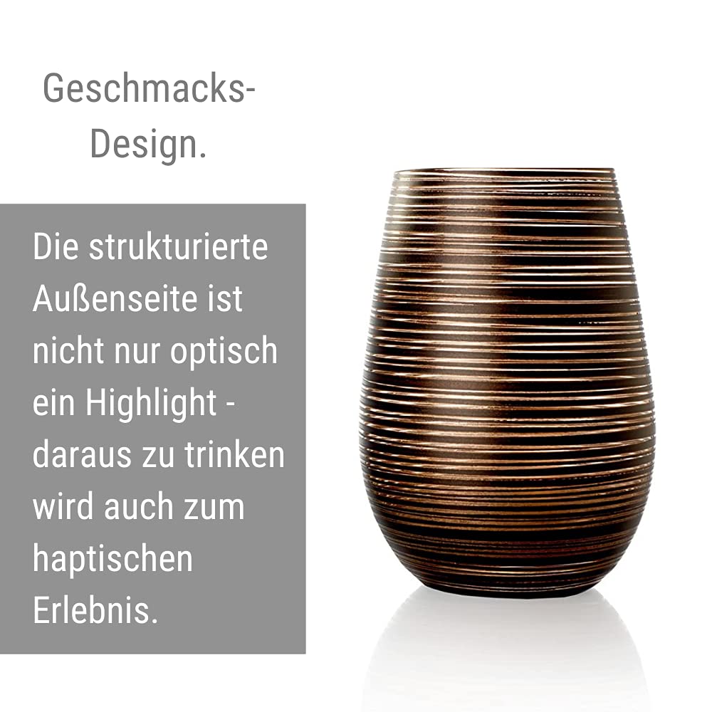 Stölzle Lausitz Set 6 Vasos Twister 465ml – Vasos Altos de Cristal Negro-Bronce para Agua Zumo y Cócteles – Resistentes a Golpes y Apto para Lavavajillas – Diseño Moderno Sin Plomo