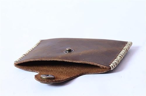 Miniatura 5 de Handmade Vintage Leather Wallet - Slim Front Pocket Credit Card Holder, Hand-Stitched Genuine Cowhide Wallet for Men & Women, Holds 4-8 Cards + Cash