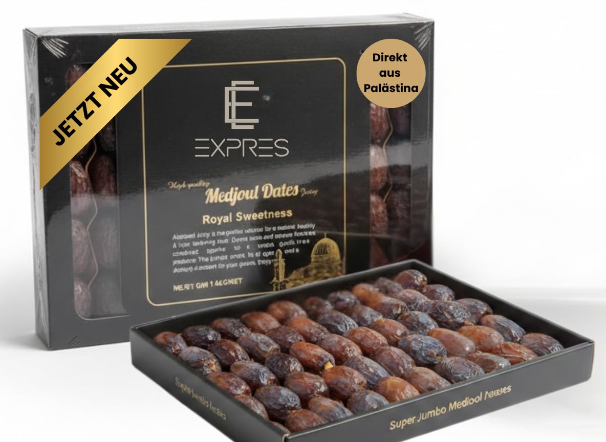 SUPER JUMBO Medjool Datteln 1,6kg - Direkt aus Palästina - Jede Dattel einzeln präsentiert - LIMITED EDITION!- Sichtbar selektierte Premium Qualität - weich & saftig