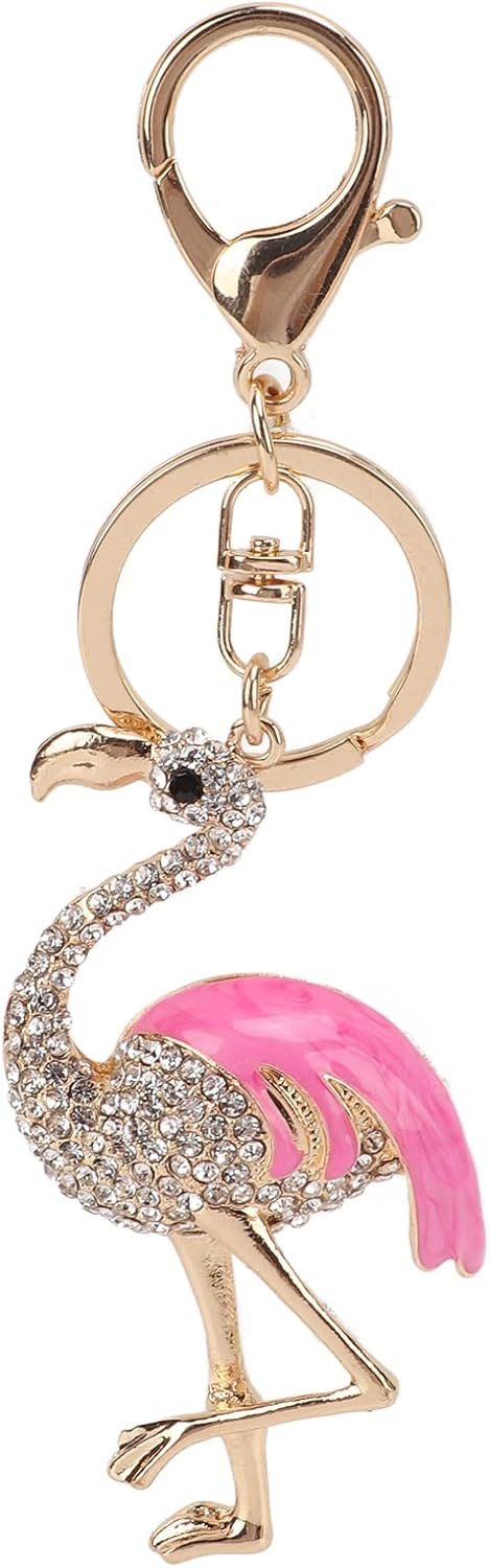 Rhinestone Keychain Flamingo Shape Vivid Shiny Stylish Decorative Pendant Ornament Accessories for Purse, Backpack, Handbag
