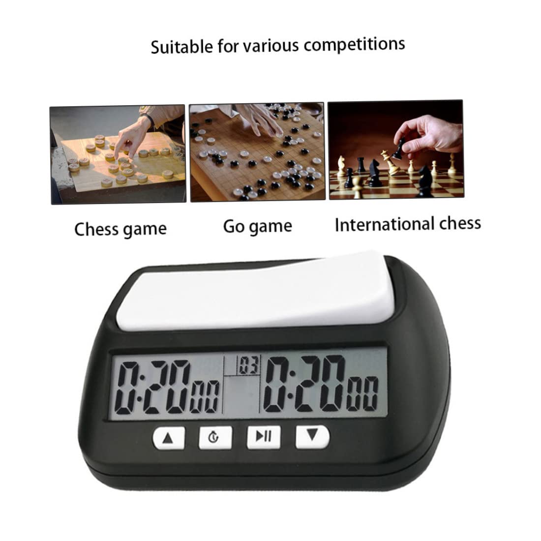 Reloj de ajedrez Cuenta atrás Digital Funciona con Pilas Función de Memoria multimodo Temporizador Almohadilla a Prueba de Golpes Relojes electrónicos para ajedrez Weiqi Chino, sin batería