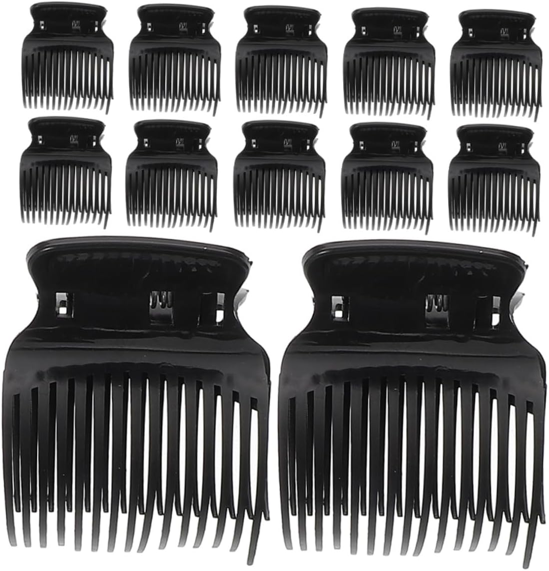 Vaguelly 12 Pieces Hair Roller Claw Clips Black User-friendly Hot Roller Hair Curler Clips for Small Medium Large Sections Damage Saving for Women Girls