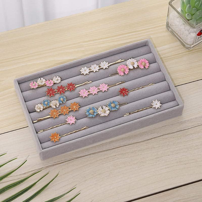 Miniatura 3 de Estuche organizador de lujo con 7 ranuras para joyas, 8.26 x 5.11 pulgadas  8.3x5.1 in, caja de almacenamiento apilable, cubierta con anillos de