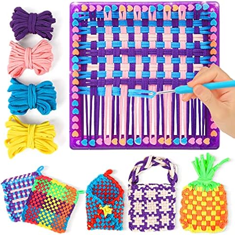 Weaving Loom for Kids - Arts and Crafts for Girls Ages 6-8-12 Potholder Loops Toys for Girls and Adults - Knitting Loom Set Pot Holder Weaving Kits and Birthday Gifts for 7 9 10 11 Years Old and UP Cover