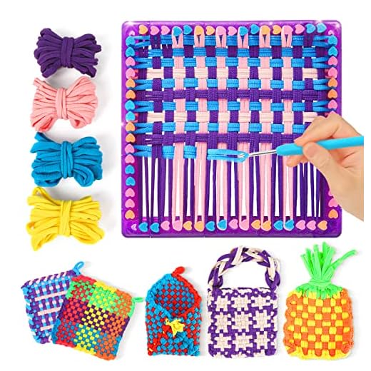 Weaving Loom for Kids - Arts and Crafts for Girls Ages 6-8-12 Potholder Loops Toys for Girls and Adults - Knitting Loom Set Pot Holder Weaving Kits and Birthday Gifts for 7 9 10 11 Years Old and UP