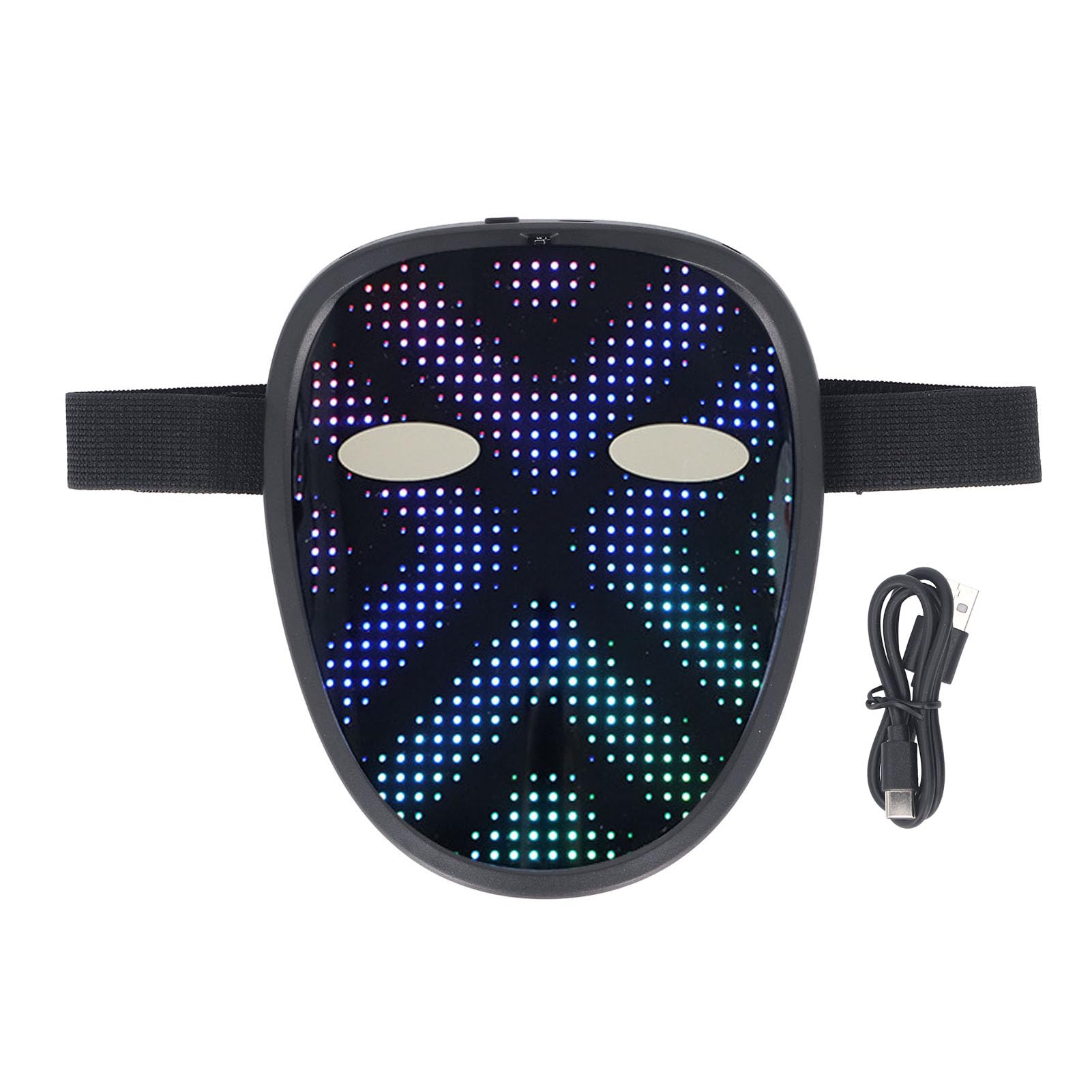 Chrees Copertura per il viso a LED con rilevamento dei gesti, ricarica USB di tipo C per festival musicali elettronici