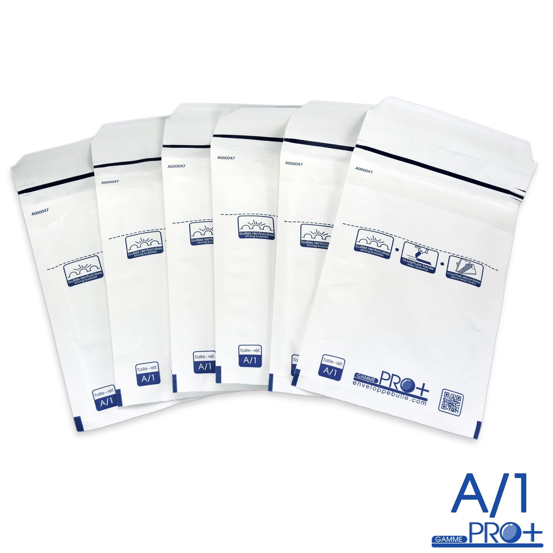 Lot de 200 enveloppes à bulles blanches gamme PRO A/1 format 90x165mm