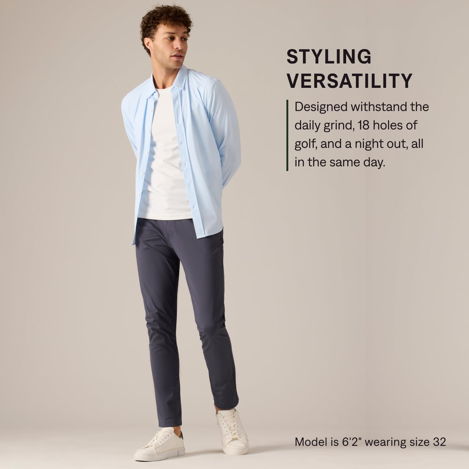 Rhone Men’s Commuter Pant Slim Fit Dress Pants – Flex-Knit 4-Way Stretch Fabric, Wrinkle Resistant, Machine Washable