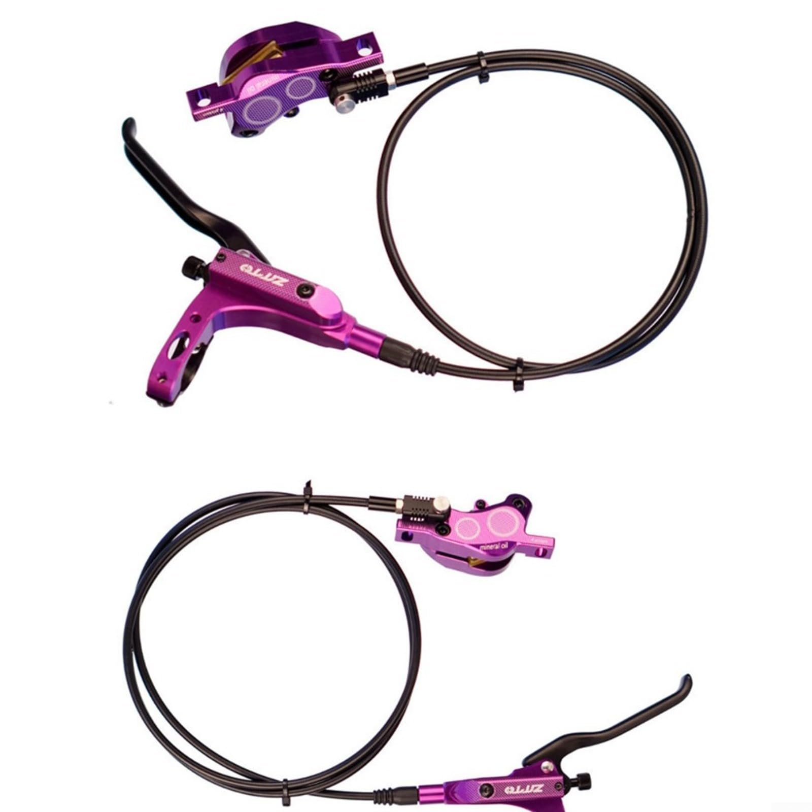 Set di freni a disco a 4 pistoncini in lega di alluminio per MTB, configurazione posteriore anteriore sinistra destra, tubo posteriore anteriore 800 mm 1450 mm (blu)